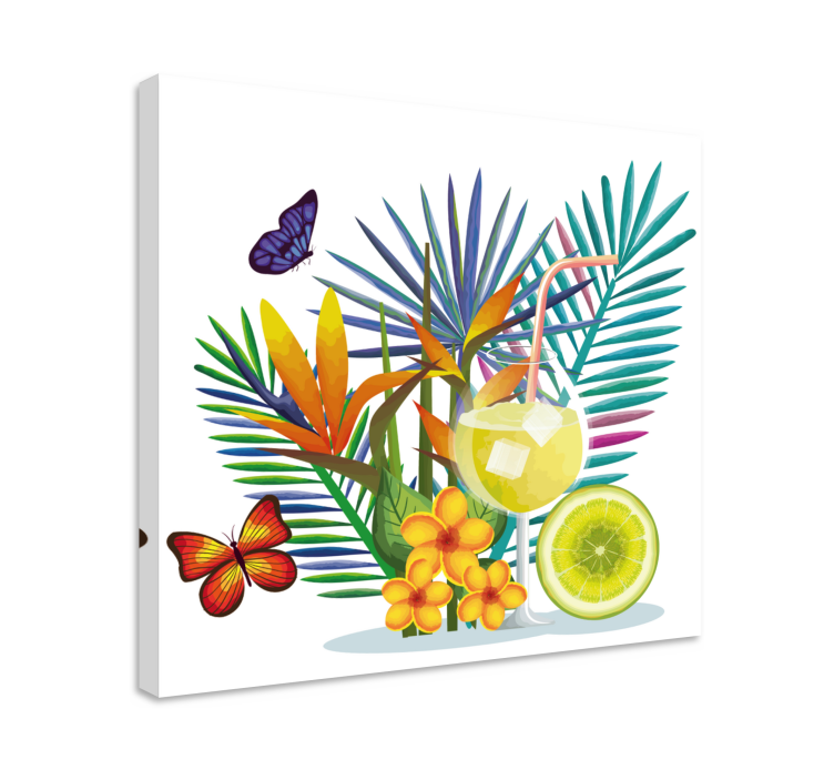 Quadro de flores arranjo de bebidas tropicais - TenStickers