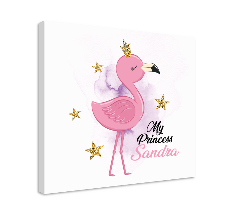 Quadro animais minha princesa flamingo com nome - TenStickers