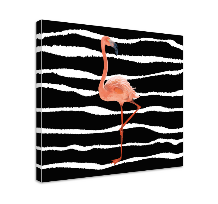 Quadro animais Flamingo rosa fofo em riscas - TenStickers
