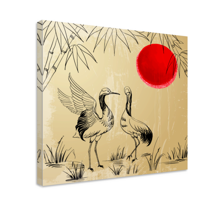 Quadro com mandala grullas e sol - TenStickers