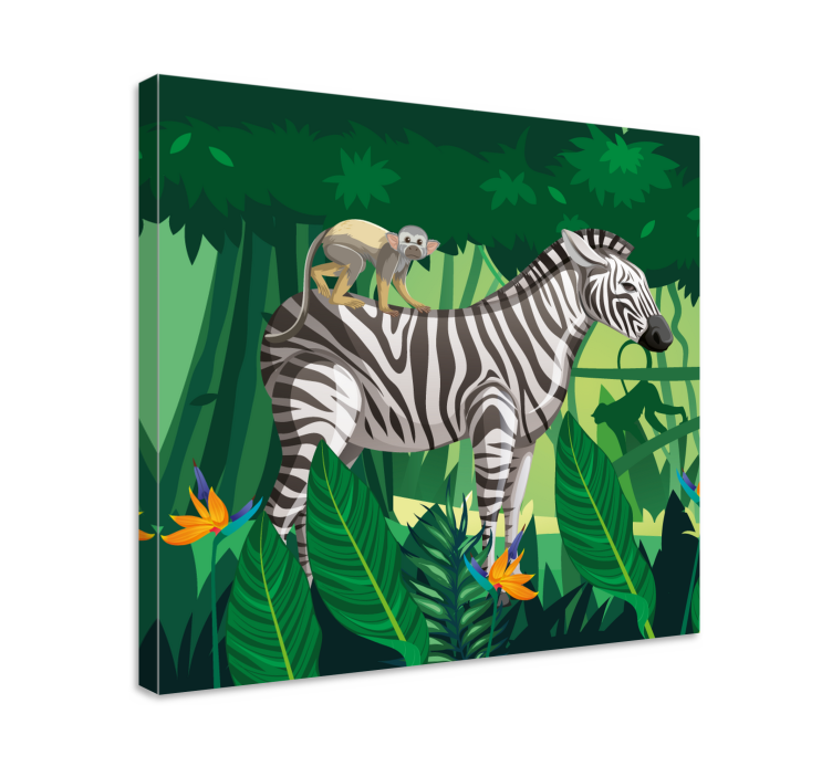 Quadro animais zebra com macaco - TenStickers