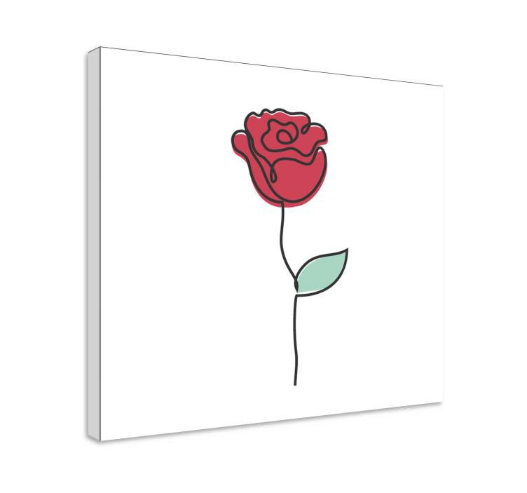 Quadro de flores Desenho de arte linha rosa vermelha fofa - TenStickers