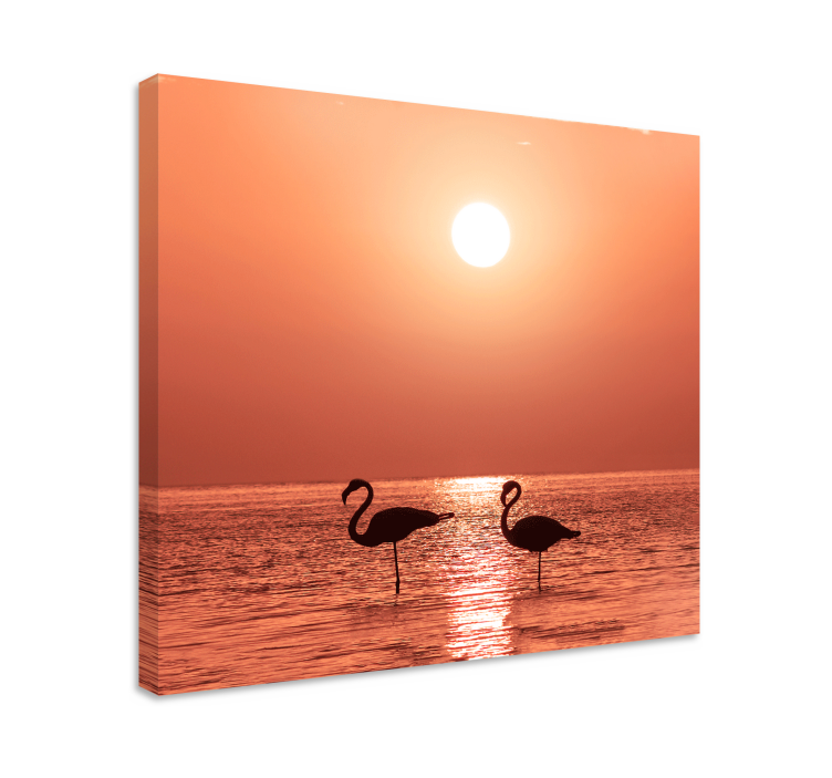 Quadro de pássaros flamingos ao pôr do sol - TenStickers