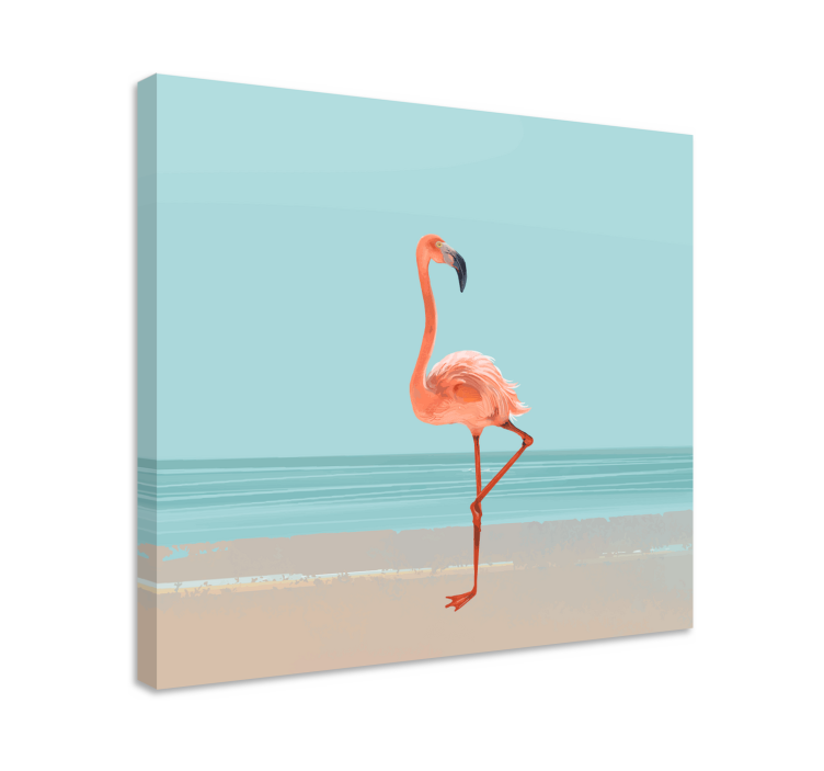 Quadro sala casamento Foto de flamingo na areia - TenStickers