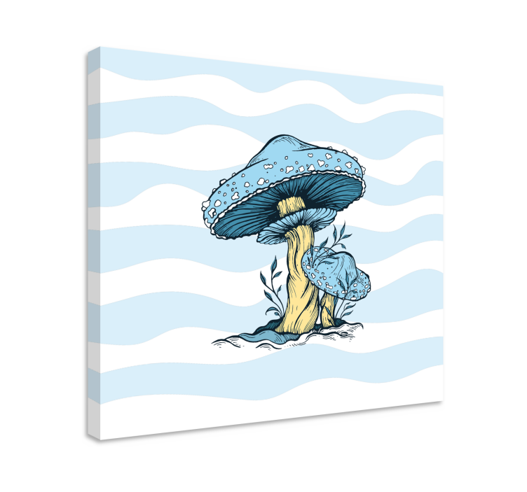 Quadro para cozinha Ilustração mashroom azul - TenStickers