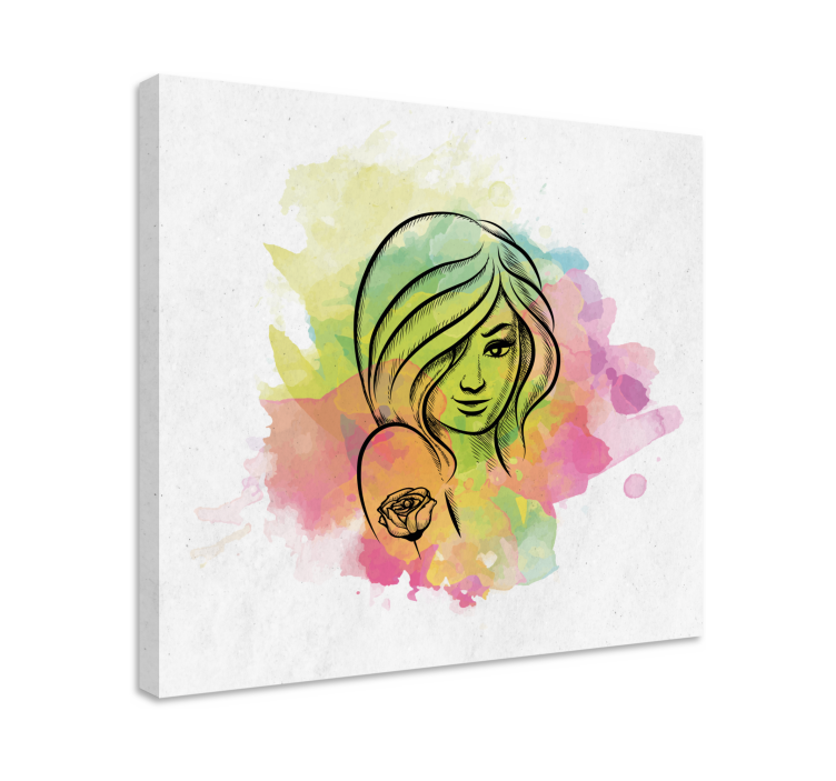 Quadros decorativos personagens retrato feminino em aquarela - TenStickers