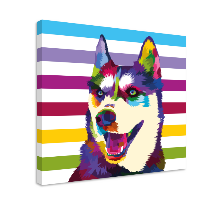 Quadro de cães retrato colorido de husky - TenStickers