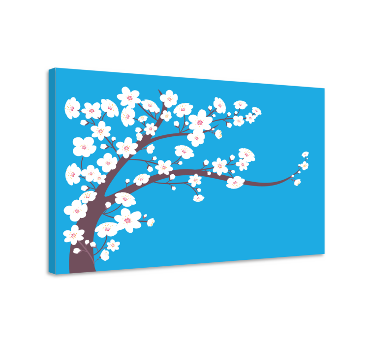 Quadro 3D Flores brancas com fundo azul - TenStickers