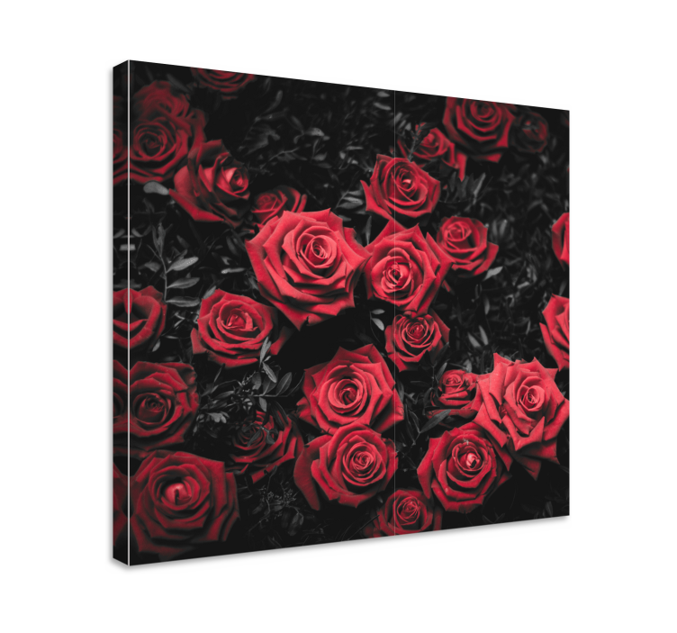 Quadro de flores Preto e branco com rosas vermelhas - TenStickers