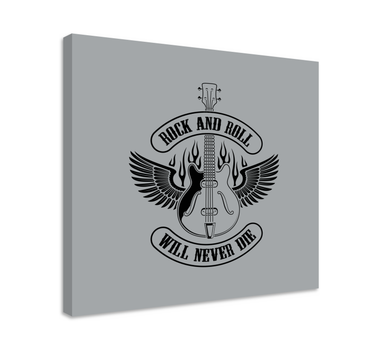 Quadro de música Guitarra em chamas com texto rock - TenStickers