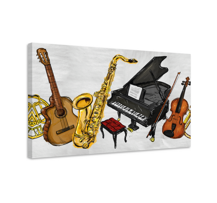 Quadro de música Pintando instrumentos musicais - TenStickers