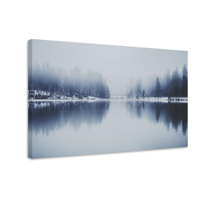 Quadro de paisagem reflexo na floresta nebulosa - TenStickers