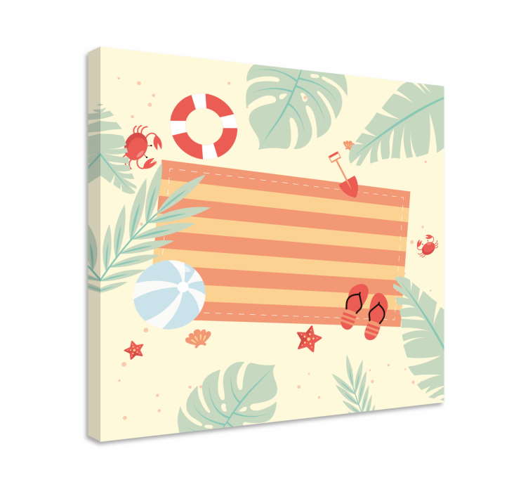 Quadro de flores com elementos de cena de praia - TenStickers
