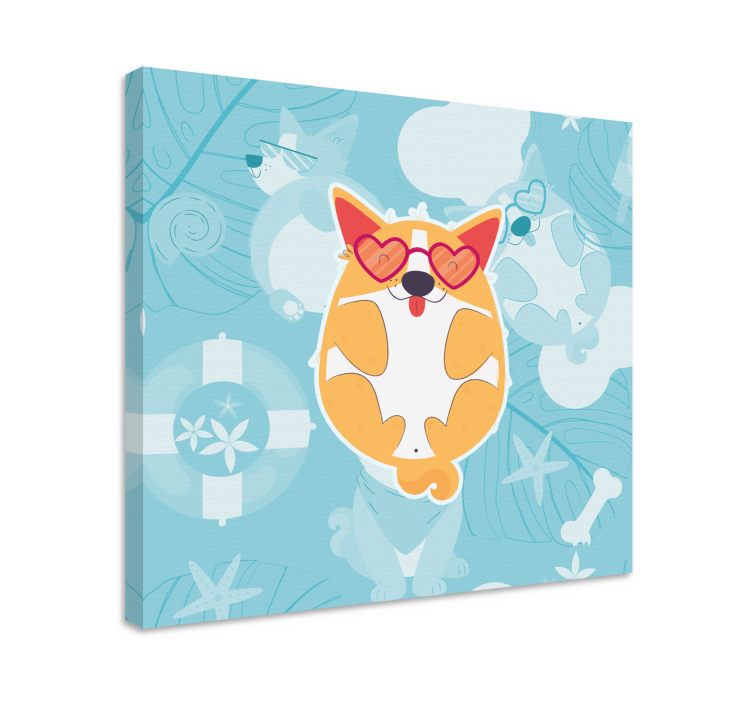 Quadro de cães corgi charmoso relaxando - TenStickers