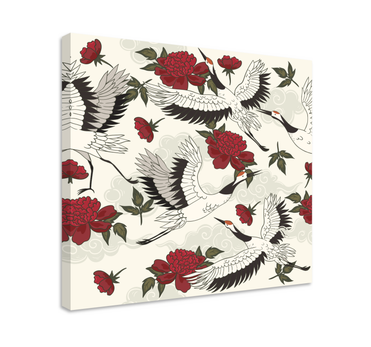 Quadro com mandala gruas e flores - TenStickers