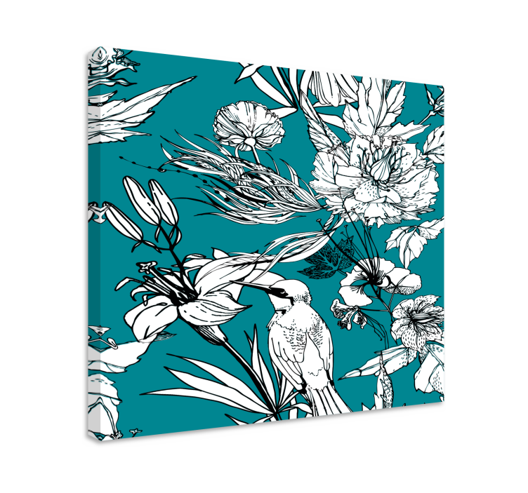 Quadro de pássaros entre flores - TenStickers