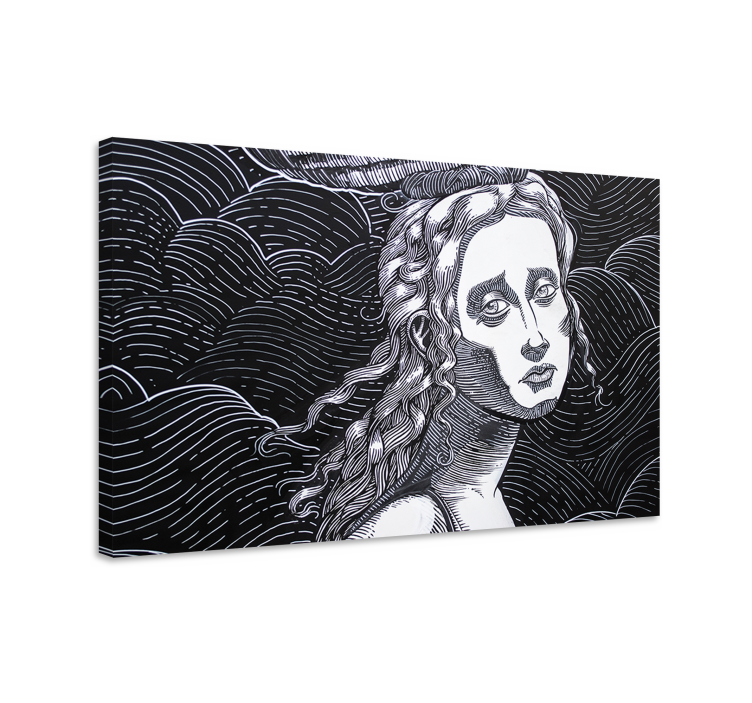 Quadro de arte Ilustração em preto e branco de mulher - TenStickers
