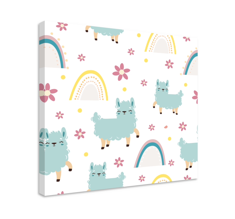 Quadro animais lhama e floral - TenStickers