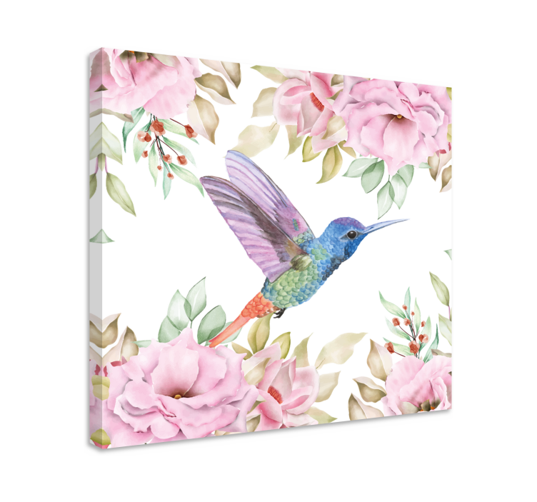 Quadro de flores Flores penduradas no jardim com pássaros - TenStickers