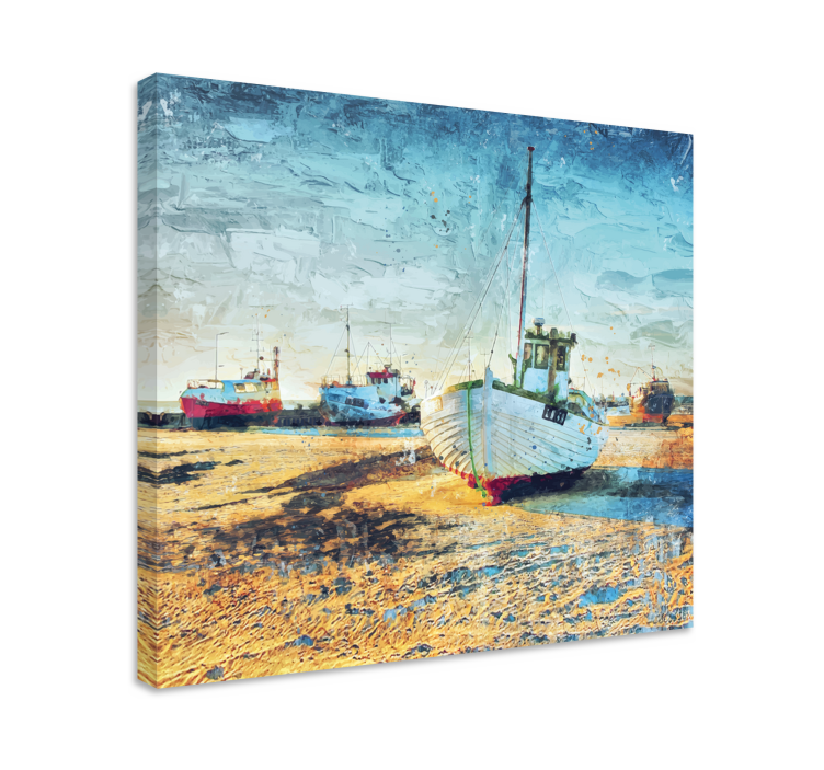 Quadro de paisagem barcos de pesca atracados - TenStickers