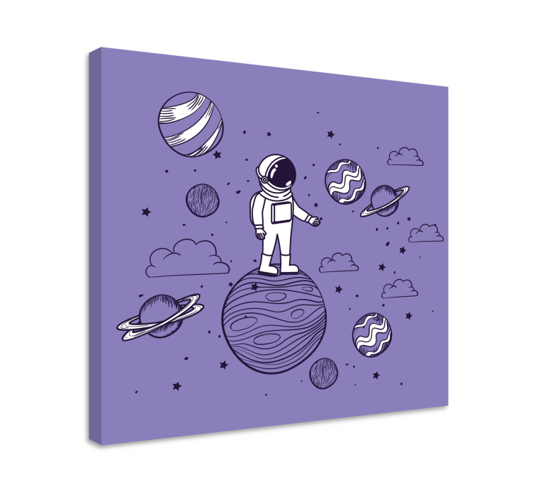 Quadro para quarto Astronauta desenhar com planetas - TenStickers