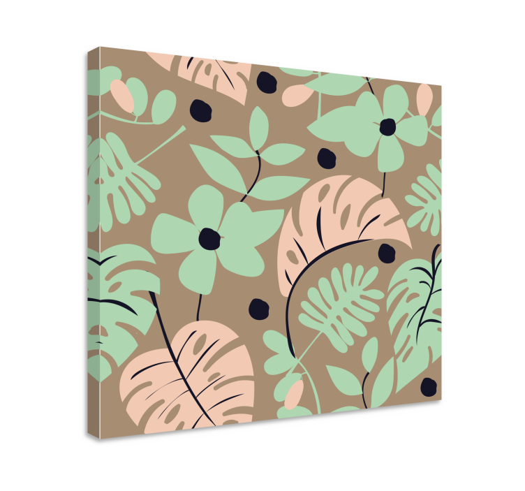 Quadro de flores Flores e folhas de monstera de cor pastel - TenStickers