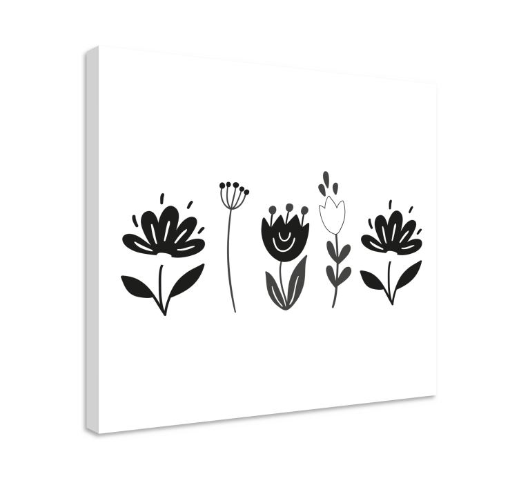 Quadro de flores Flores pretas e brancas - TenStickers