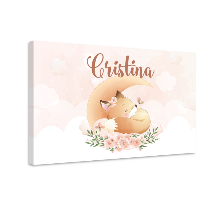 Quadro com nome Raposa fofa para menina com nome - TenStickers