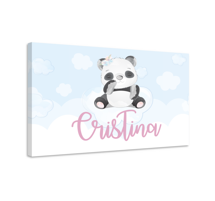 Quadro para bebê Panda fofo para menina com nome - TenStickers
