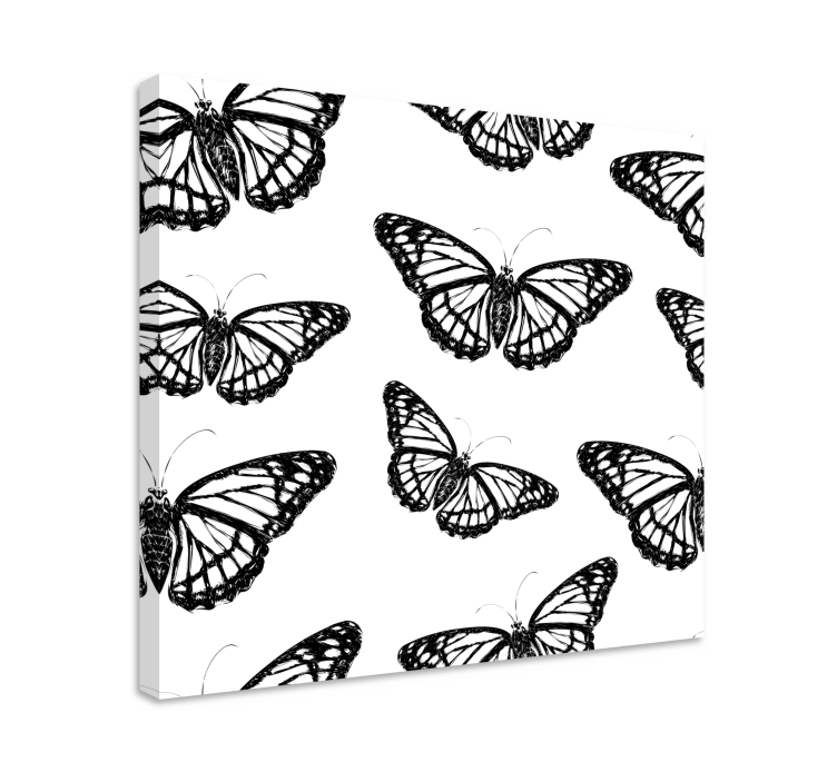 Quadro decorativo para sala Asa de borboleta preta e branca - TenStickers