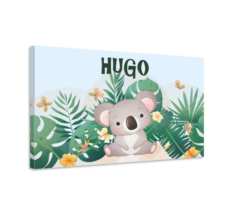 Quadro para bebê Coala fofo para menino com nome - TenStickers