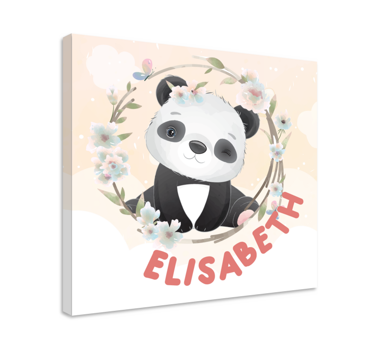 Quadro para bebê Animais fofos panda com nome - TenStickers
