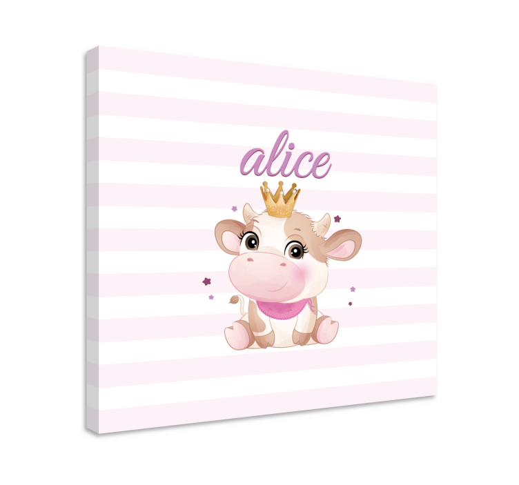 Quadro animais princesa vaca fofa - TenStickers