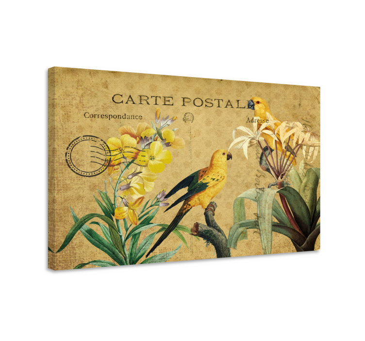 Quadro decorativo elegante cartão postal de pássaro vintage - TenStickers