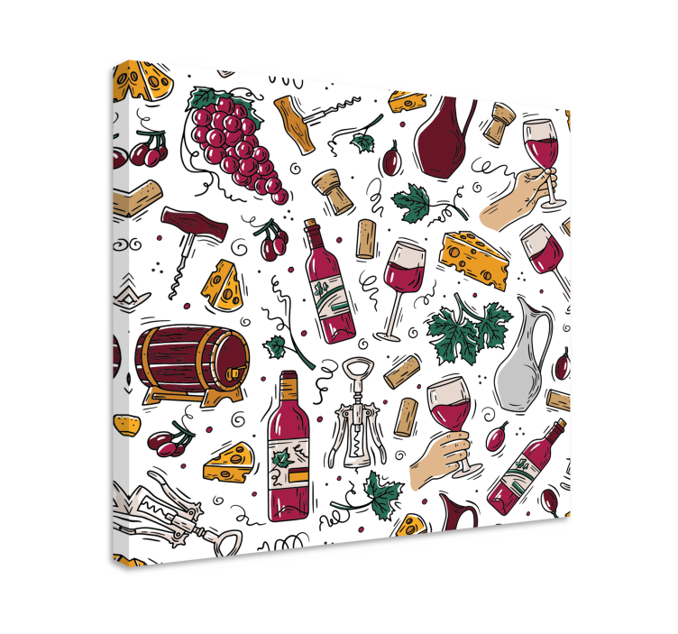 Quadro para restaurante Uvas, vinho e queijo - TenStickers