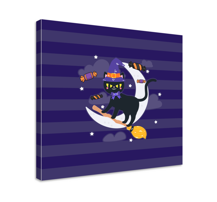 Quadro com gatos bruxa do gato preto - TenStickers