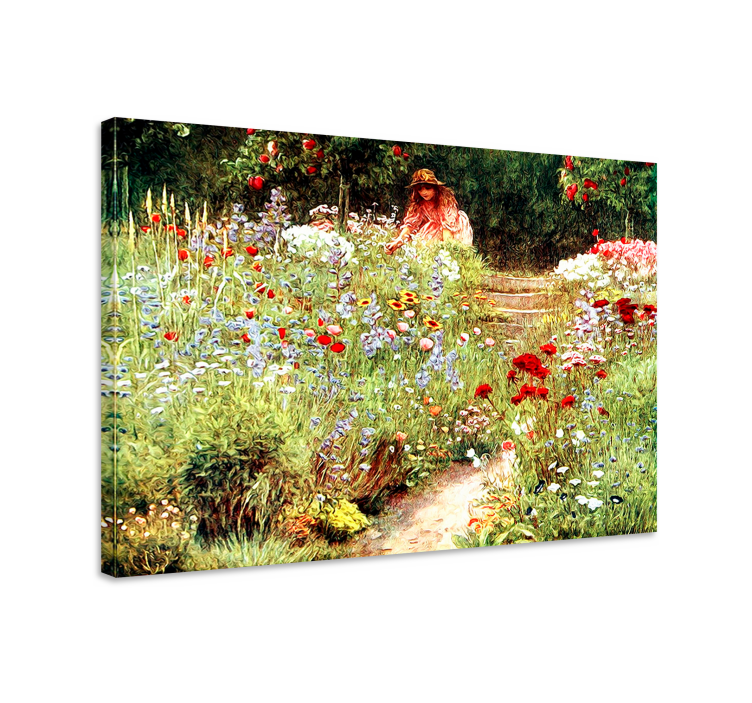 Quadro de flores menina entre flores - TenStickers