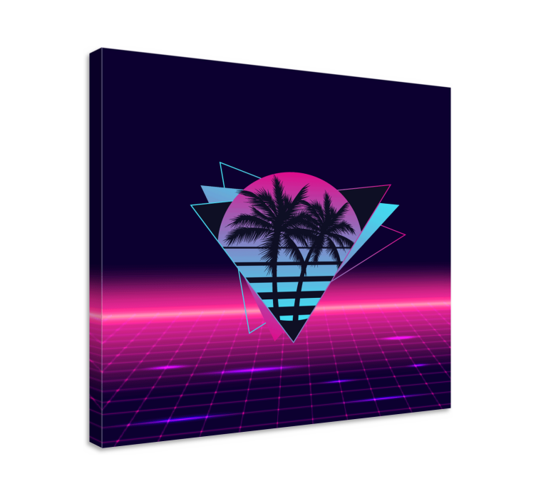 Quadro vintage Palmeira estilo vaporwave - TenStickers