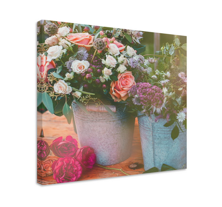 Quadro de flores exibe cestos de flores - TenStickers