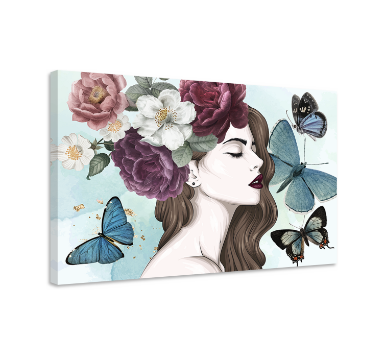 Quadro de flores elegância floral com borboletas - TenStickers