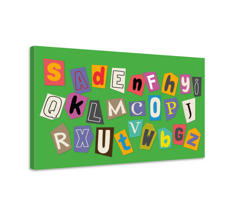 Quadro com o abecedário colagem de letras coloridas - TenStickers