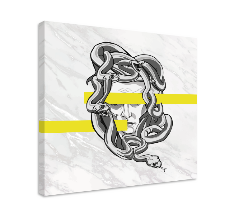 Quadro moderno Medusa branca com riscas amarelas - TenStickers