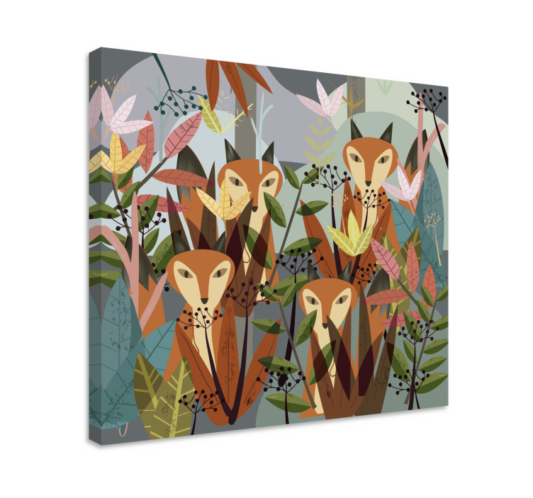 Quadro animais raposas na floresta - TenStickers