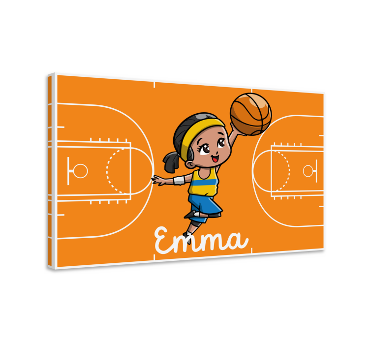 Quadro infantil menina jogando basquete - TenStickers