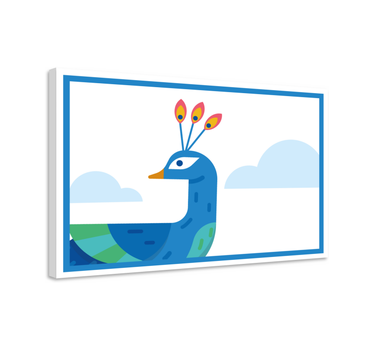 Quadro animais pavão azul estilizado - TenStickers