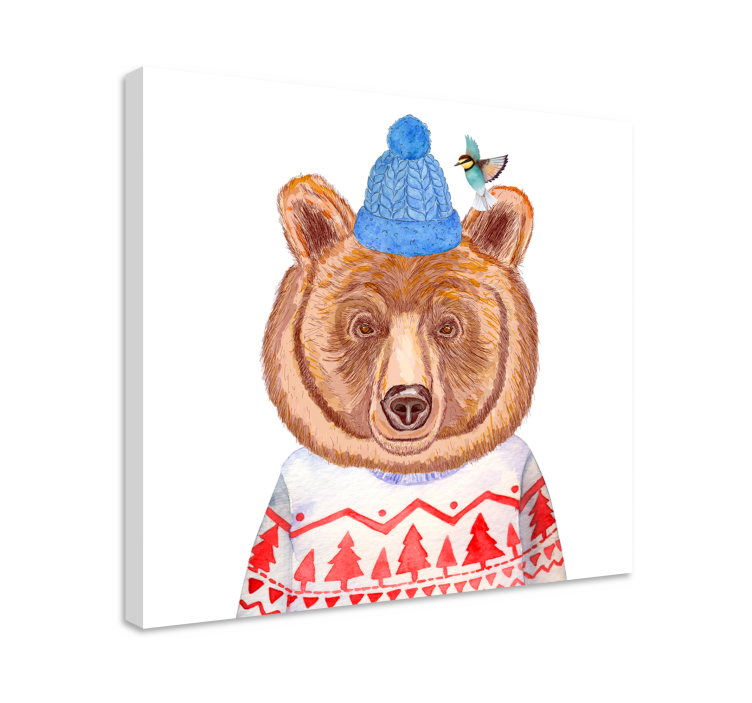 Quadro animais ilustração de urso encantador - TenStickers