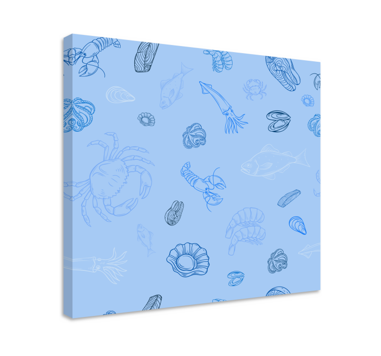 Quadro para cozinha Padrão de frutos do mar - TenStickers