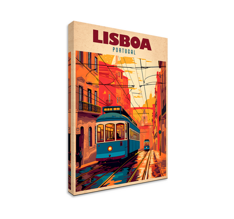 Quadro de cidade ilustração do bonde de Lisboa - TenStickers