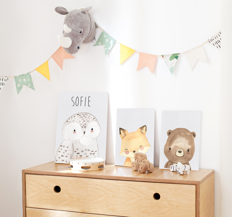 Quadros para quarto infantil ursinho com nome - TenStickers