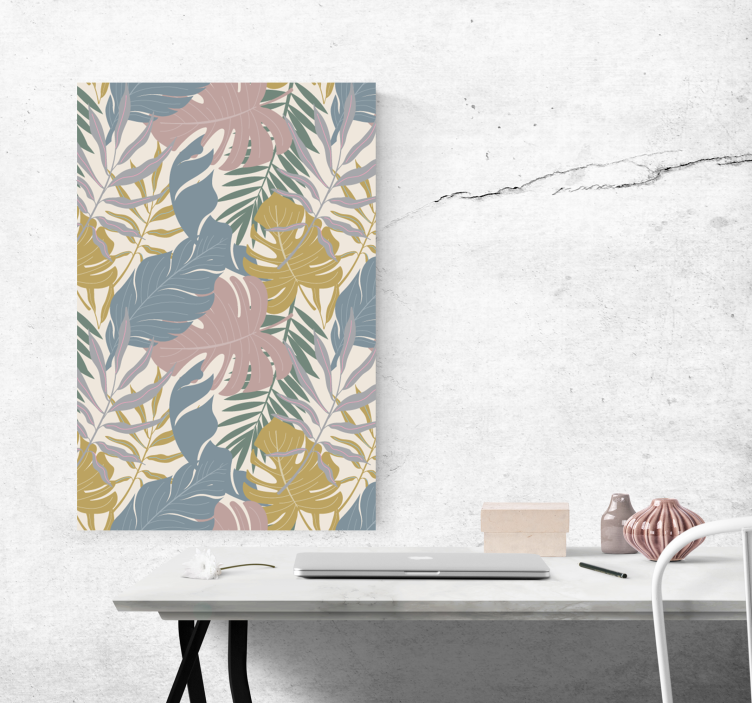 Quadro de flores com padrões de folhas tropicais - TenStickers
